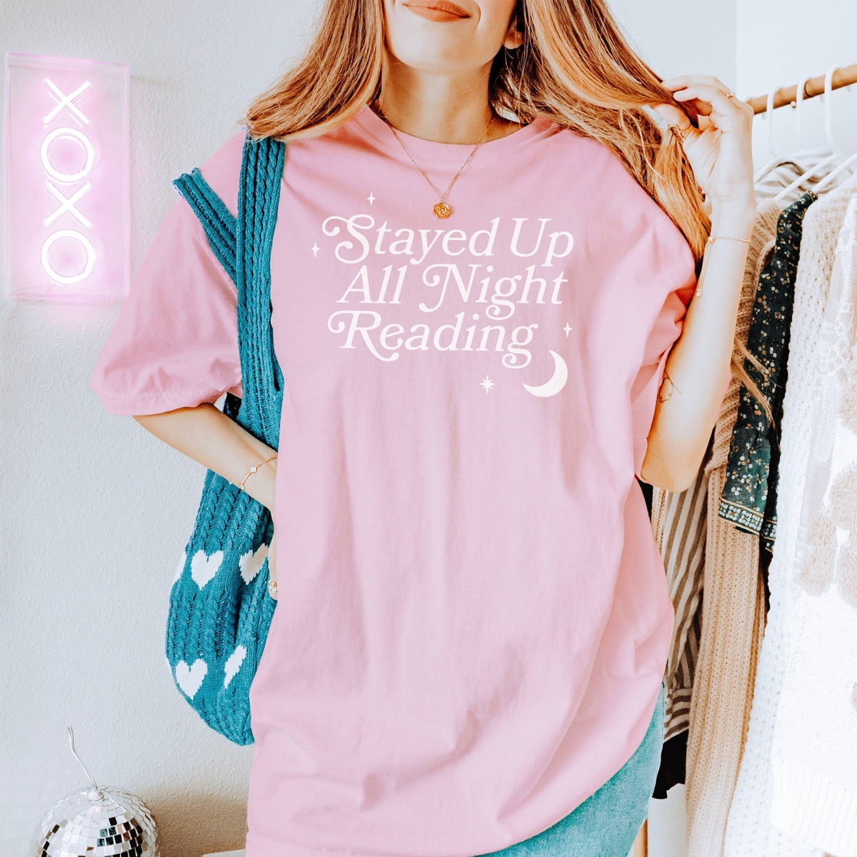 Stayed Up All Night Reading" Comfort Colors Heavyweight Shirt | Perfect for Book Lovers - Starry Skies Austin