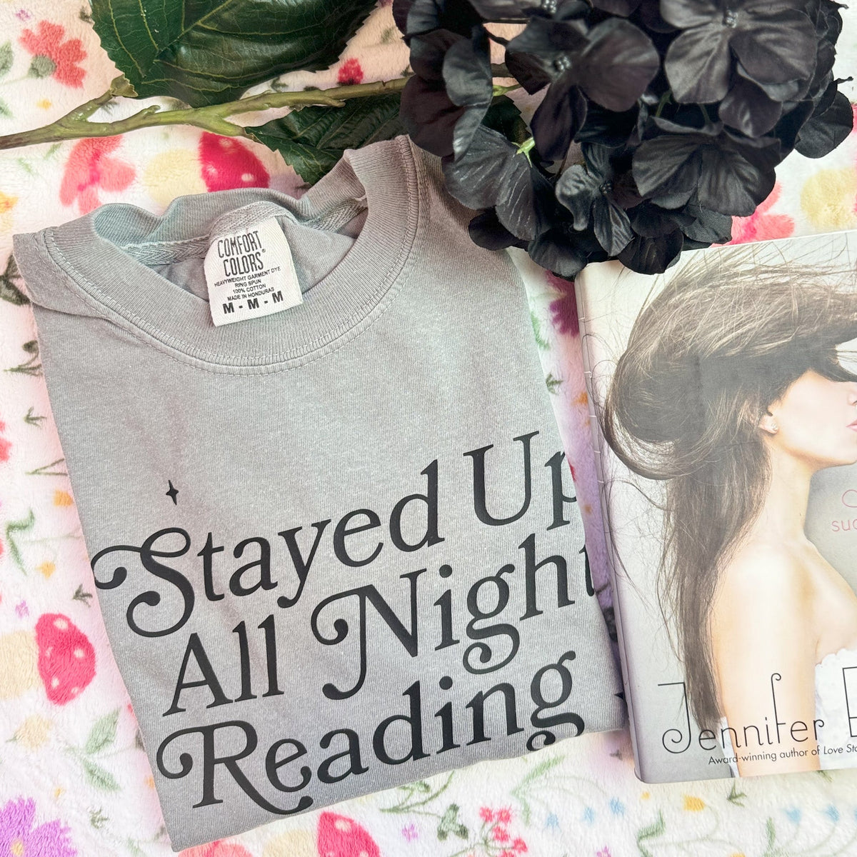 Stayed Up All Night Reading" Comfort Colors Heavyweight Shirt | Perfect for Book Lovers - Starry Skies Austin
