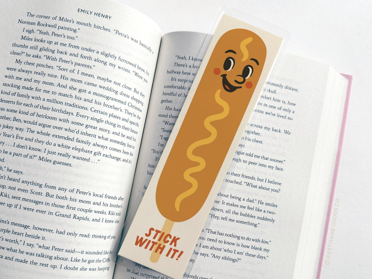 Stick With It Corn Dog Laminated Bookmark - Starry Skies Austin