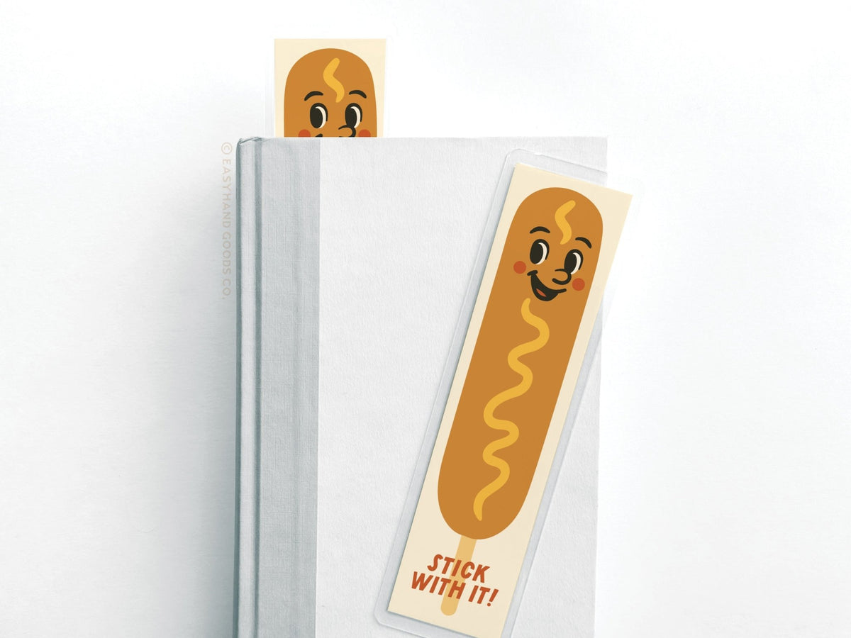 Stick With It Corn Dog Laminated Bookmark - Starry Skies Austin