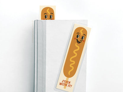 Stick With It Corn Dog Laminated Bookmark - Starry Skies Austin