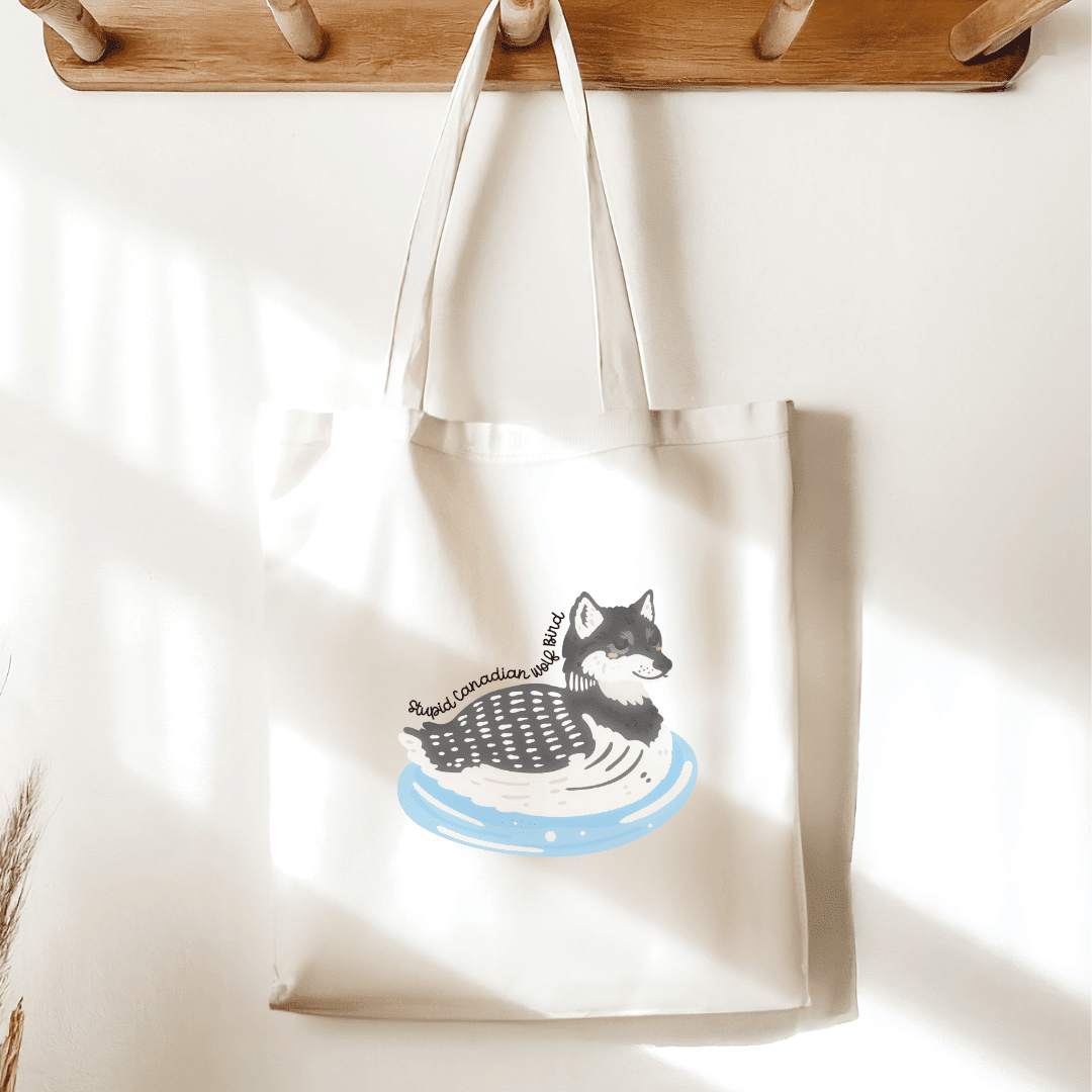 Stupid Canadian Wolf Bird Sublimated Canvas Tote Bag - Starry Skies Austin