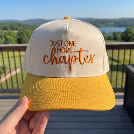 Stylish 'Just One More Chapter' Book Lover Trucker Hat - Embroidered Snapback - Starry Skies Austin