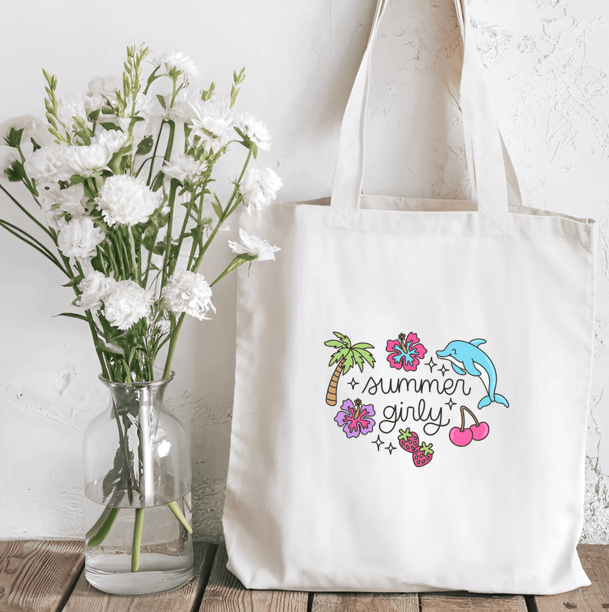 Summer Girly Sublimated Canvas Tote Bag - Starry Skies Austin