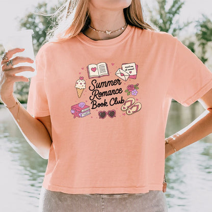 Summer Romance Book Club Heavyweight Comfort Colors Boxy Cropped Shirt - Starry Skies Austin