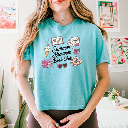 Summer Romance Book Club Heavyweight Comfort Colors Boxy Cropped Shirt - Starry Skies Austin