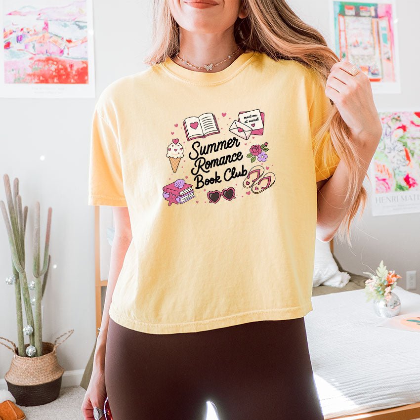 Summer Romance Book Club Heavyweight Comfort Colors Boxy Cropped Shirt - Starry Skies Austin