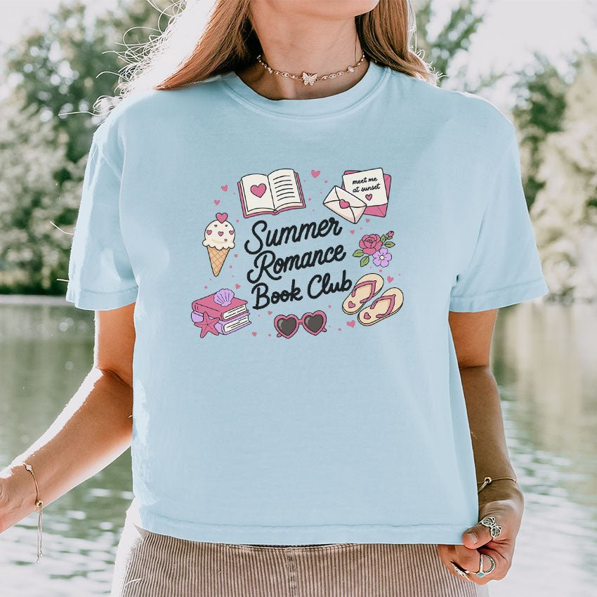 Summer Romance Book Club Heavyweight Comfort Colors Boxy Cropped Shirt - Starry Skies Austin