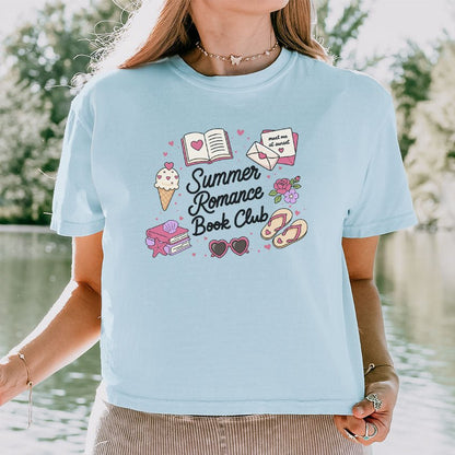 Summer Romance Book Club Heavyweight Comfort Colors Boxy Cropped Shirt - Starry Skies Austin