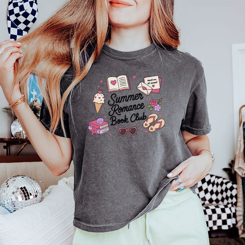 Summer Romance Book Club Heavyweight Comfort Colors Boxy Cropped Shirt - Starry Skies Austin