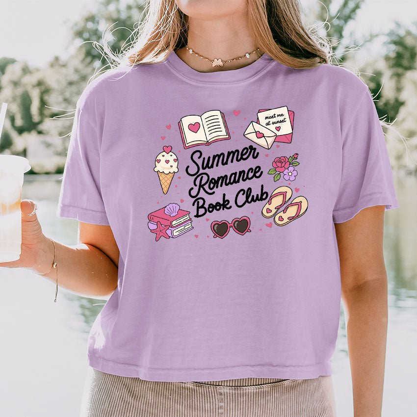 Summer Romance Book Club Heavyweight Comfort Colors Boxy Cropped Shirt - Starry Skies Austin