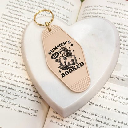 Summer’s All Booked Bookish Motel Keychain – Retro UVF Decal Design - Starry Skies Austin