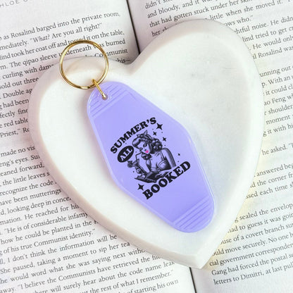 Summer’s All Booked Bookish Motel Keychain – Retro UVF Decal Design - Starry Skies Austin