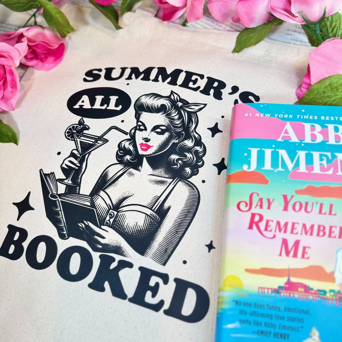 Summer’s All Booked Retro Bookish Canvas Tote Bag | Eco-Friendly & Stylish - Starry Skies Austin