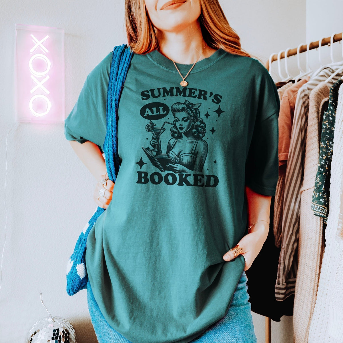 Summer’s All Booked Shirt - Retro Bookish Comfort Colors Tee - Starry Skies Austin
