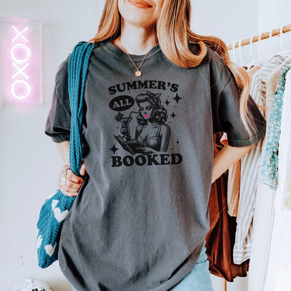 Summer’s All Booked Shirt - Retro Bookish Comfort Colors Tee - Starry Skies Austin