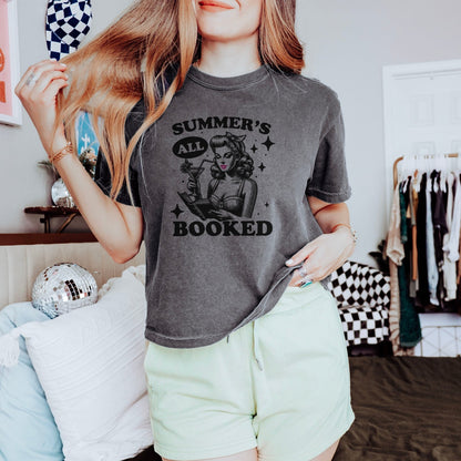Summer’s All Booked Shirt | Retro Bookish Cropped Comfort Colors Tee - Starry Skies Austin