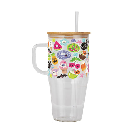 Summerween Glass Cup, Mug & Tumbler with Lid and Straw - Starry Skies Austin