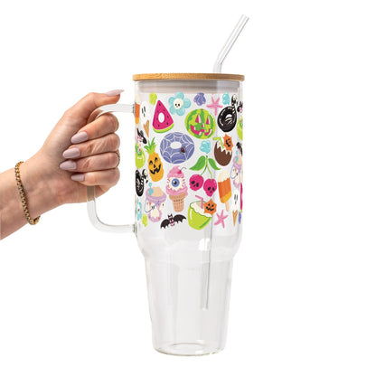 Summerween Glass Cup, Mug & Tumbler with Lid and Straw - Starry Skies Austin