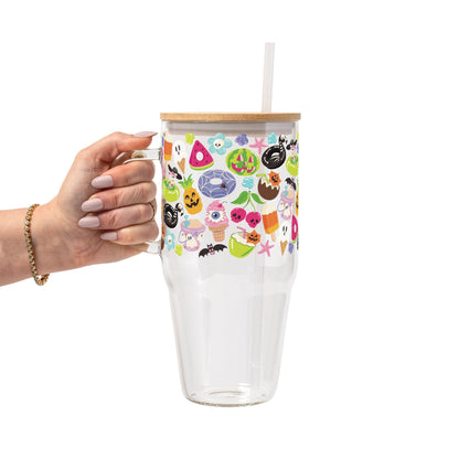 Summerween Glass Cup, Mug & Tumbler with Lid and Straw - Starry Skies Austin