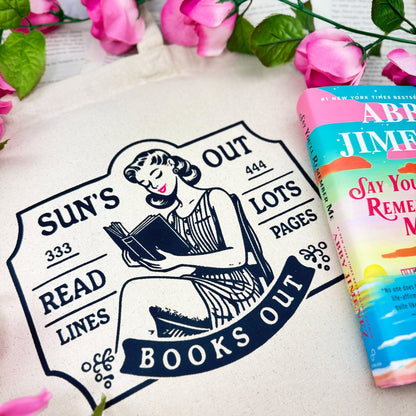 Sun’s Out Books Out Retro Summer Canvas Tote Bag for Book Lovers - Starry Skies Austin