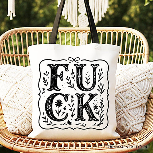 Sweary Wildflower Adult Humor Tote Bag, Western Boho Sassy Gift Shopper - Starry Skies Austin