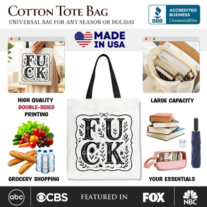 Sweary Wildflower Adult Humor Tote Bag, Western Boho Sassy Gift Shopper - Starry Skies Austin