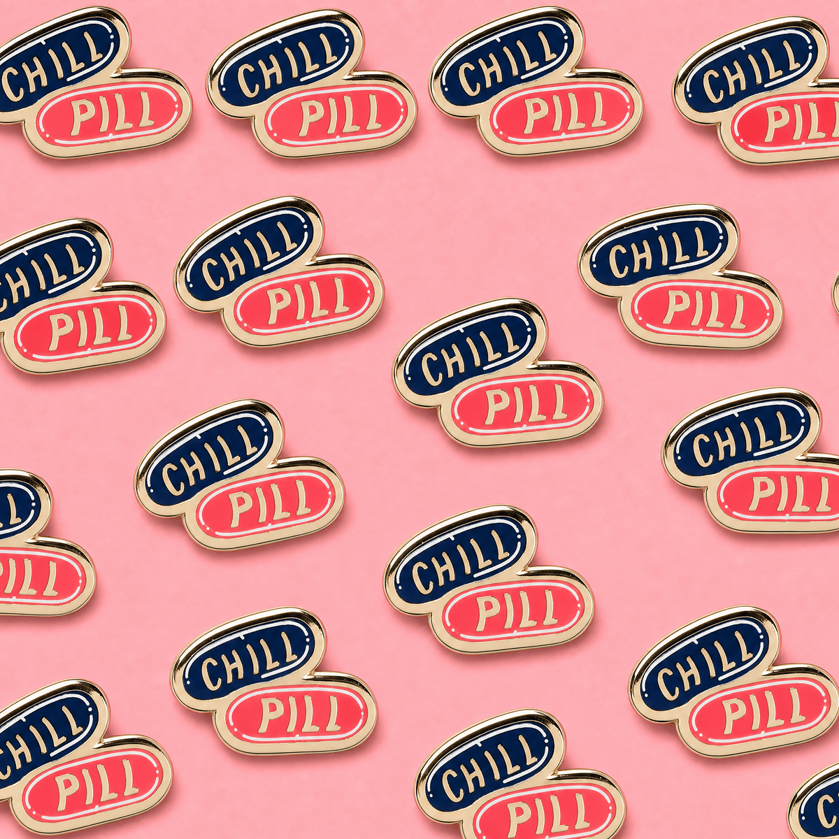 Take A Chill Pill Enamel Pin on Gift Card - Starry Skies Austin