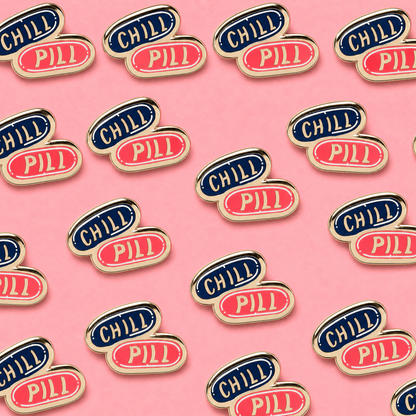 Take A Chill Pill Enamel Pin on Gift Card - Starry Skies Austin