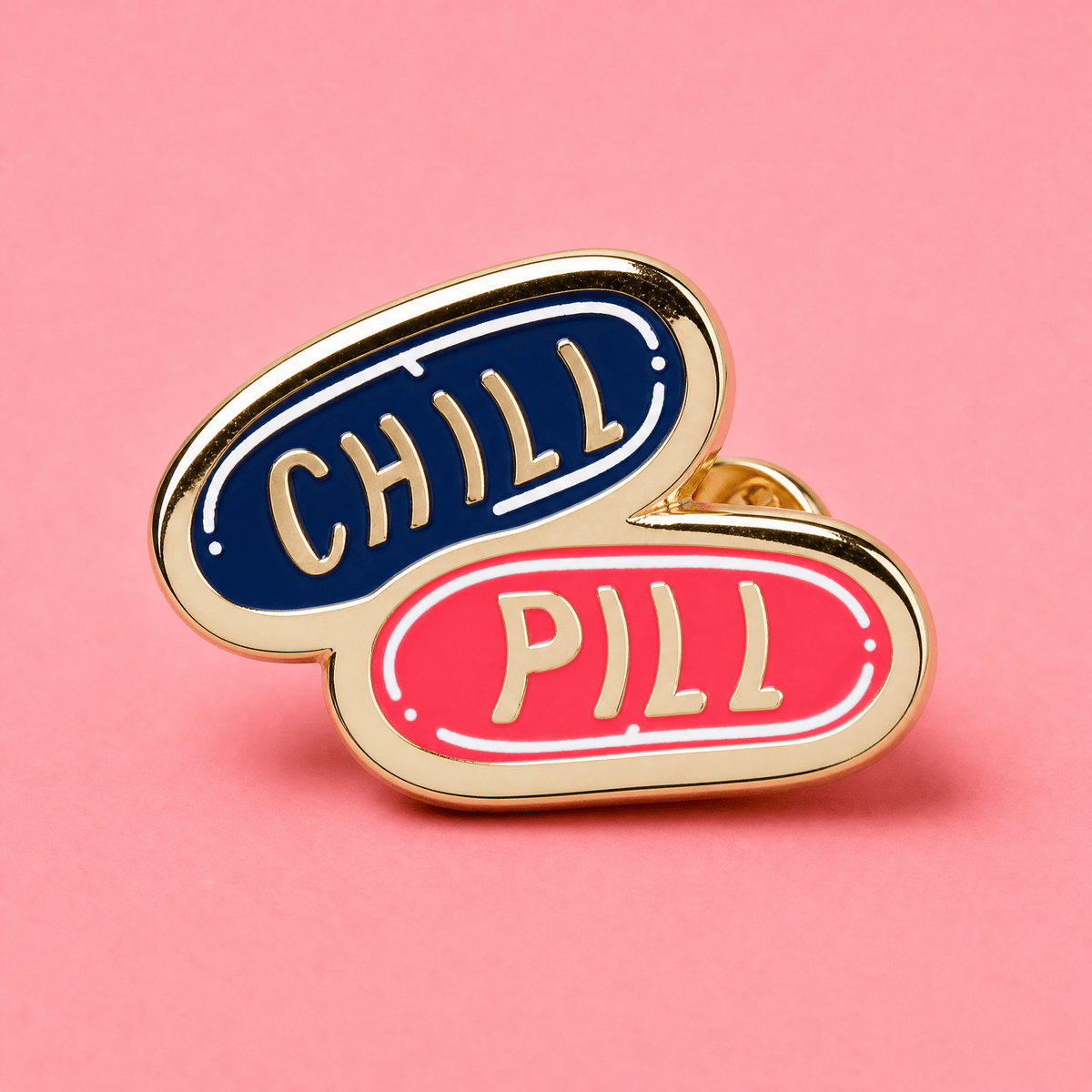 Take A Chill Pill Enamel Pin on Gift Card - Starry Skies Austin