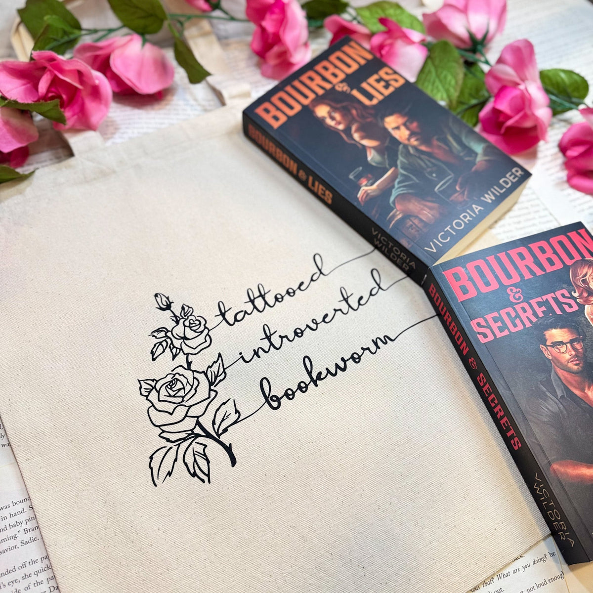 Tattooed Introverted Bookworm Canvas Tote Bag - Starry Skies Austin