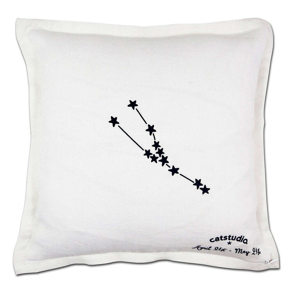 Taurus Astrology Hand-Embroidered Pillow by Cat Studio - Starry Skies Austin