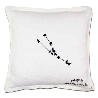 Taurus Astrology Hand-Embroidered Pillow by Cat Studio - Starry Skies Austin