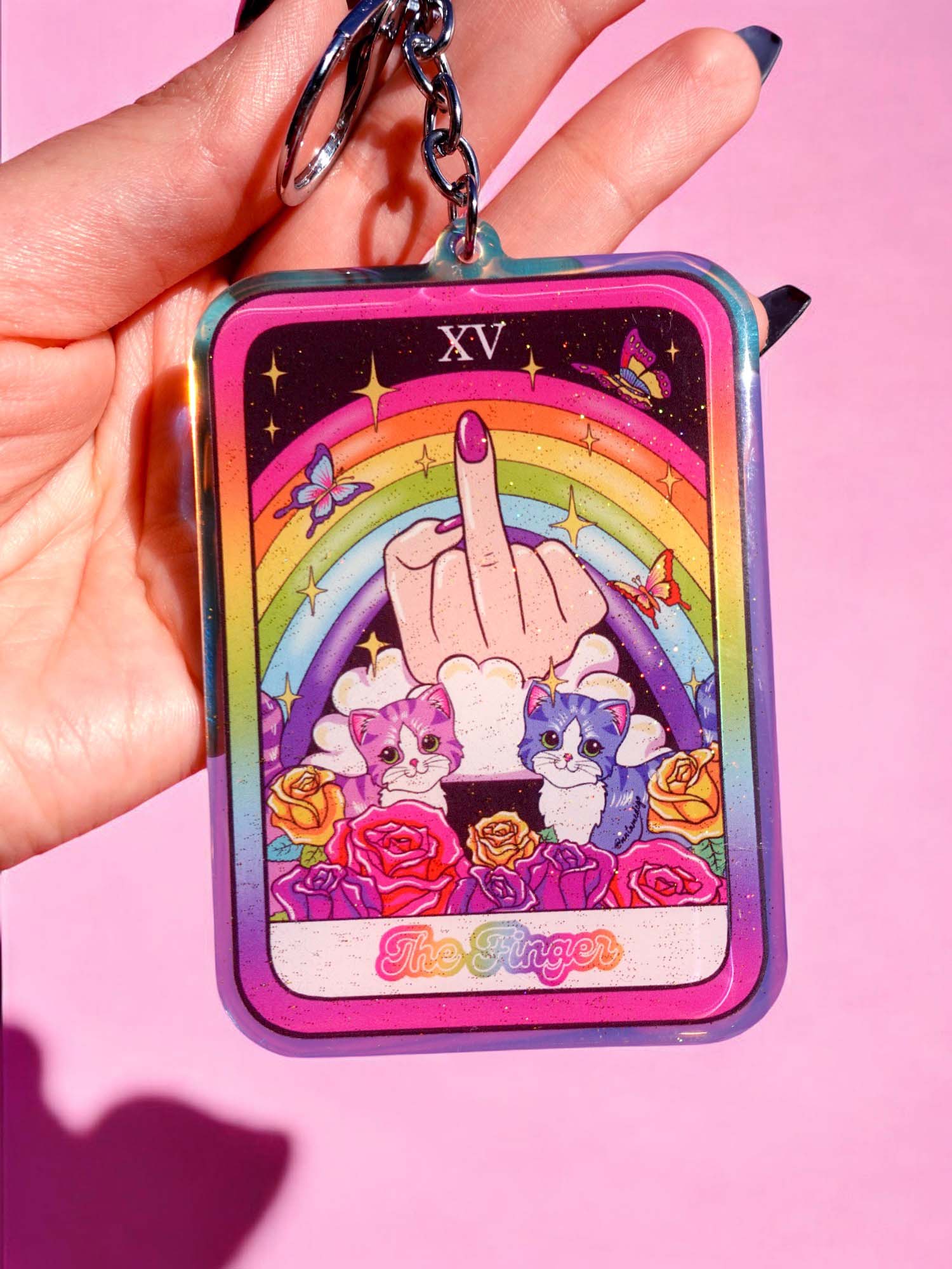The Finger Rainbow Acrylic Keychain - Starry Skies Austin
