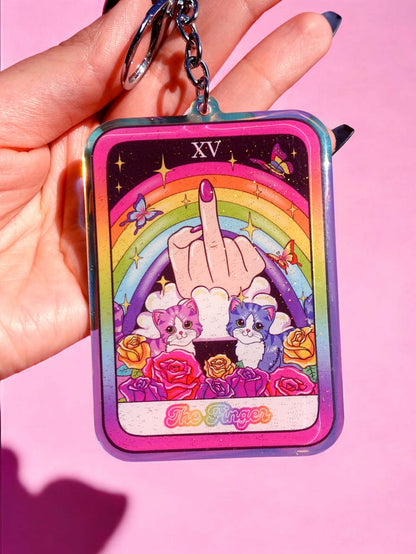 The Finger Rainbow Acrylic Keychain - Starry Skies Austin