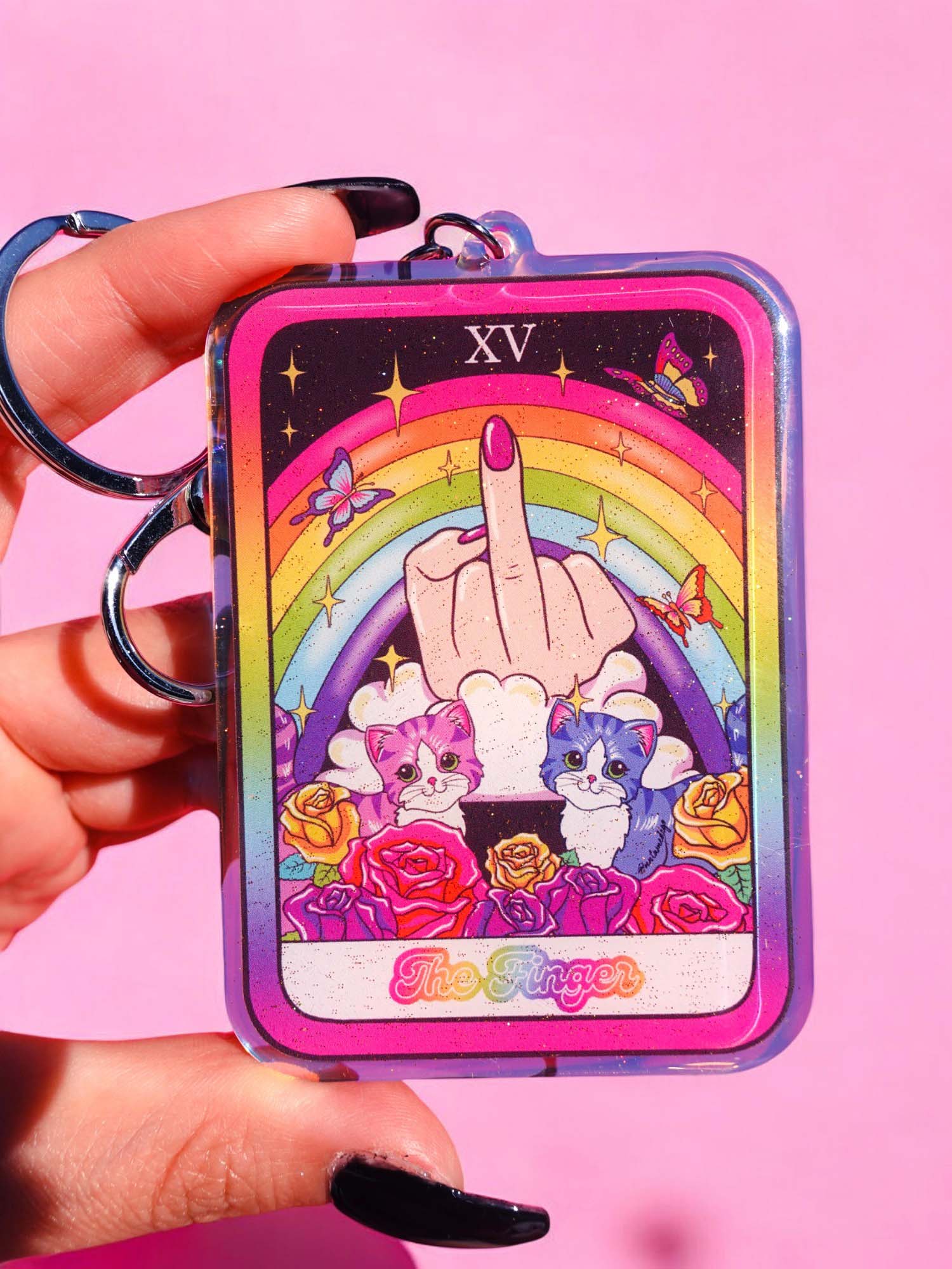 The Finger Rainbow Acrylic Keychain - Starry Skies Austin