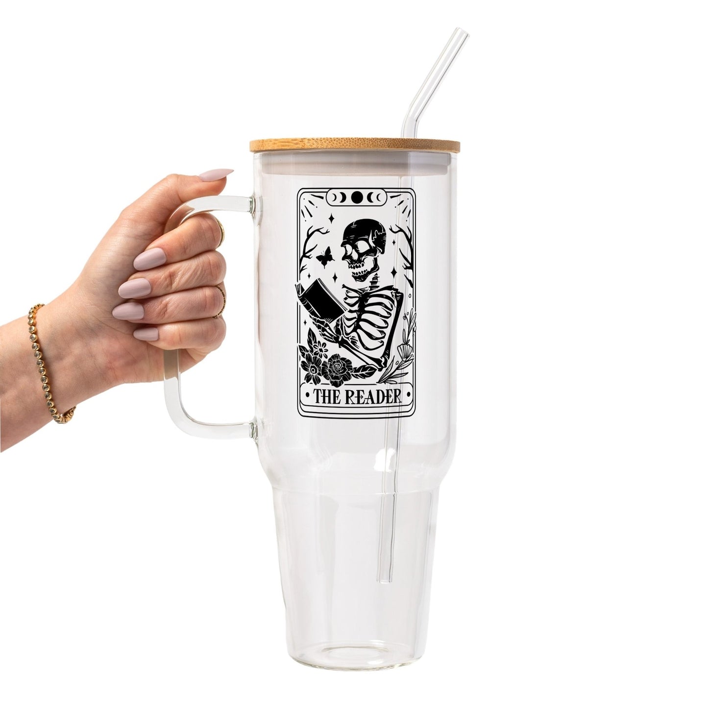The Reader Glass Cup, Mug & Tumbler with Lid and Straw - Starry Skies Austin