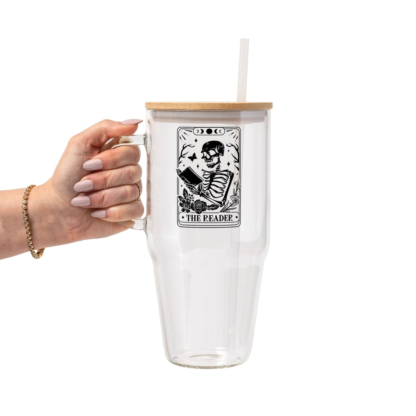 The Reader Glass Cup, Mug & Tumbler with Lid and Straw - Starry Skies Austin