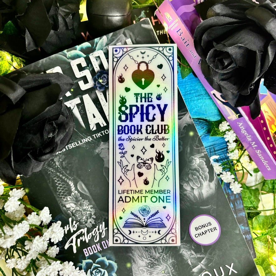 The Spicy Book Club Black and White Holographic Bookmark - Starry Skies Austin