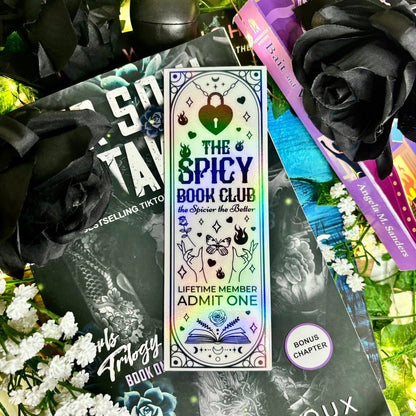The Spicy Book Club Black and White Holographic Bookmark - Starry Skies Austin