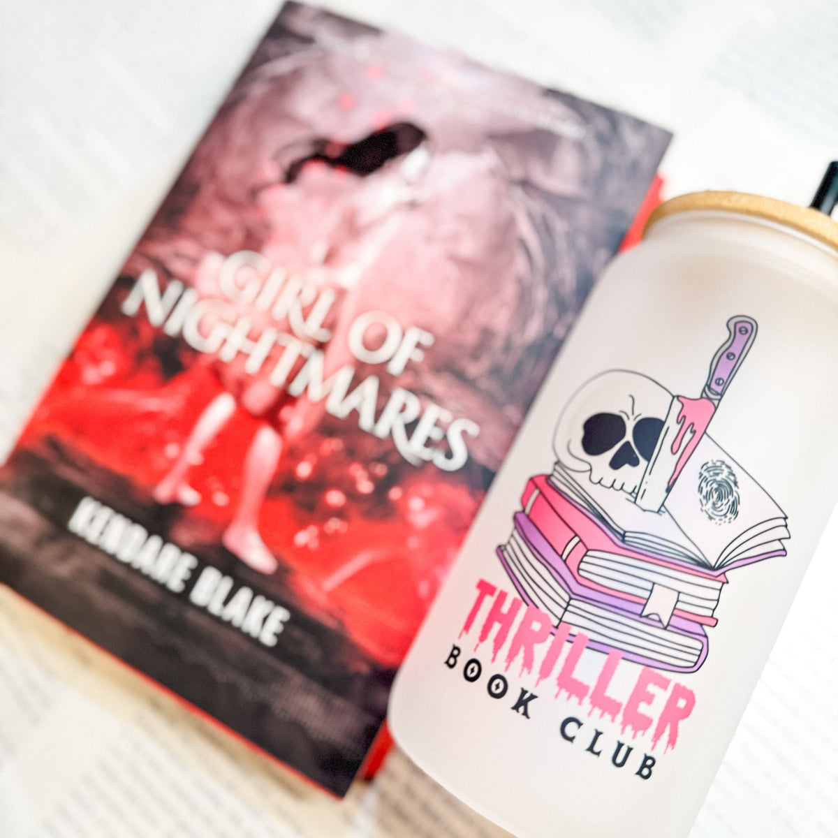 Thriller Book Club 16oz Frosted Glass Cup – Perfect for Book Lovers and Mystery Enthusiasts - Starry Skies Austin