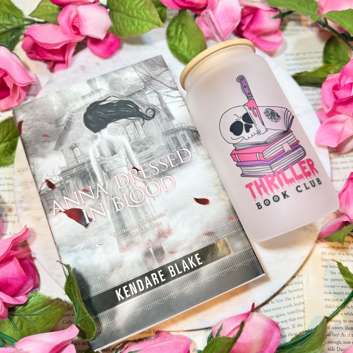 Thriller Book Club 16oz Frosted Glass Cup – Perfect for Book Lovers and Mystery Enthusiasts - Starry Skies Austin