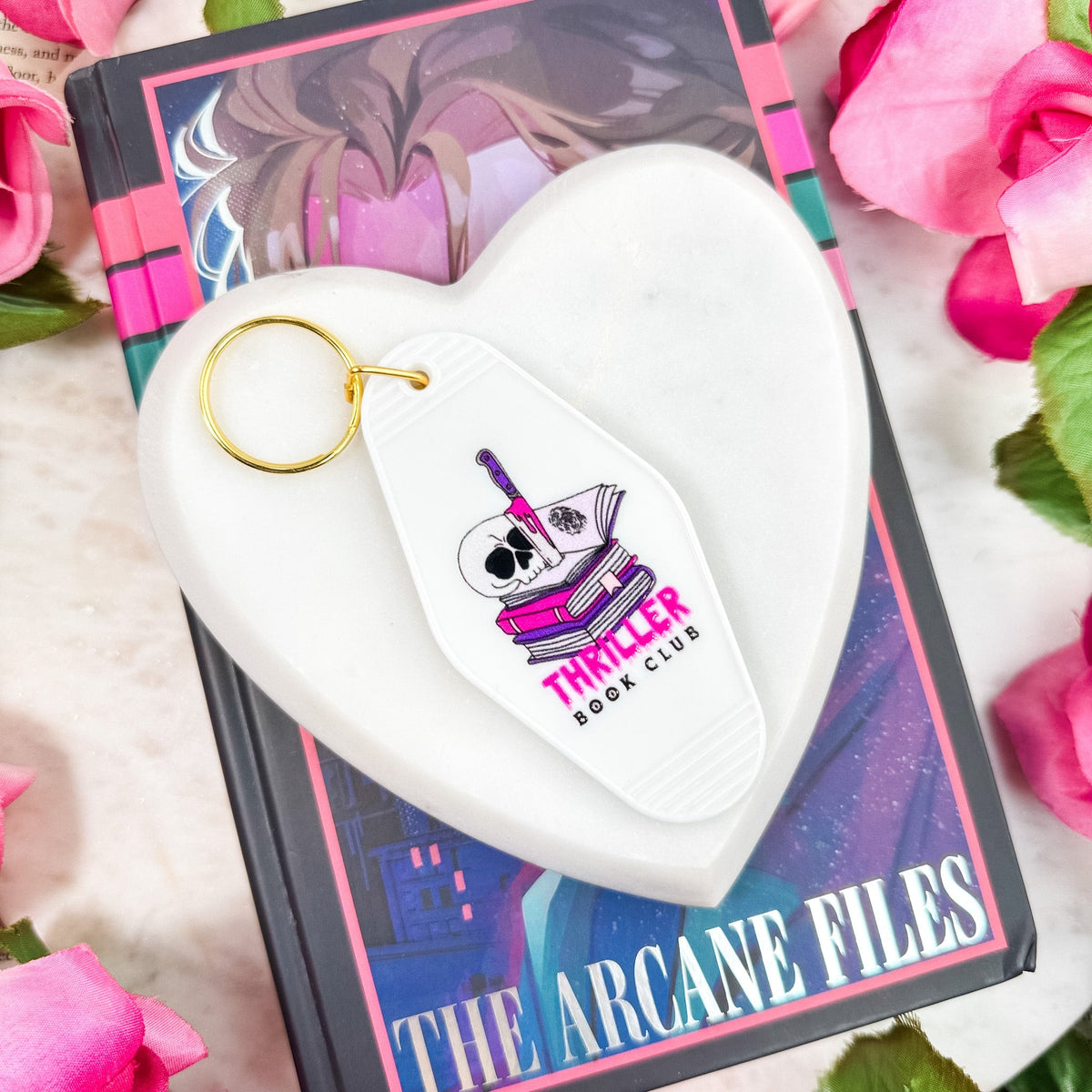 Thriller Book Club Motel Keychain for Mystery and Crime Book Lovers - Starry Skies Austin
