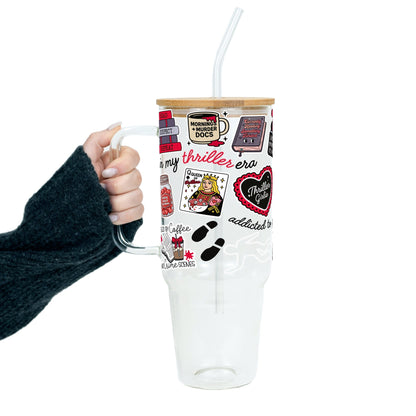 Thriller True Crime Glass Cup, Mug & Tumbler with Lid and Straw - Starry Skies Austin