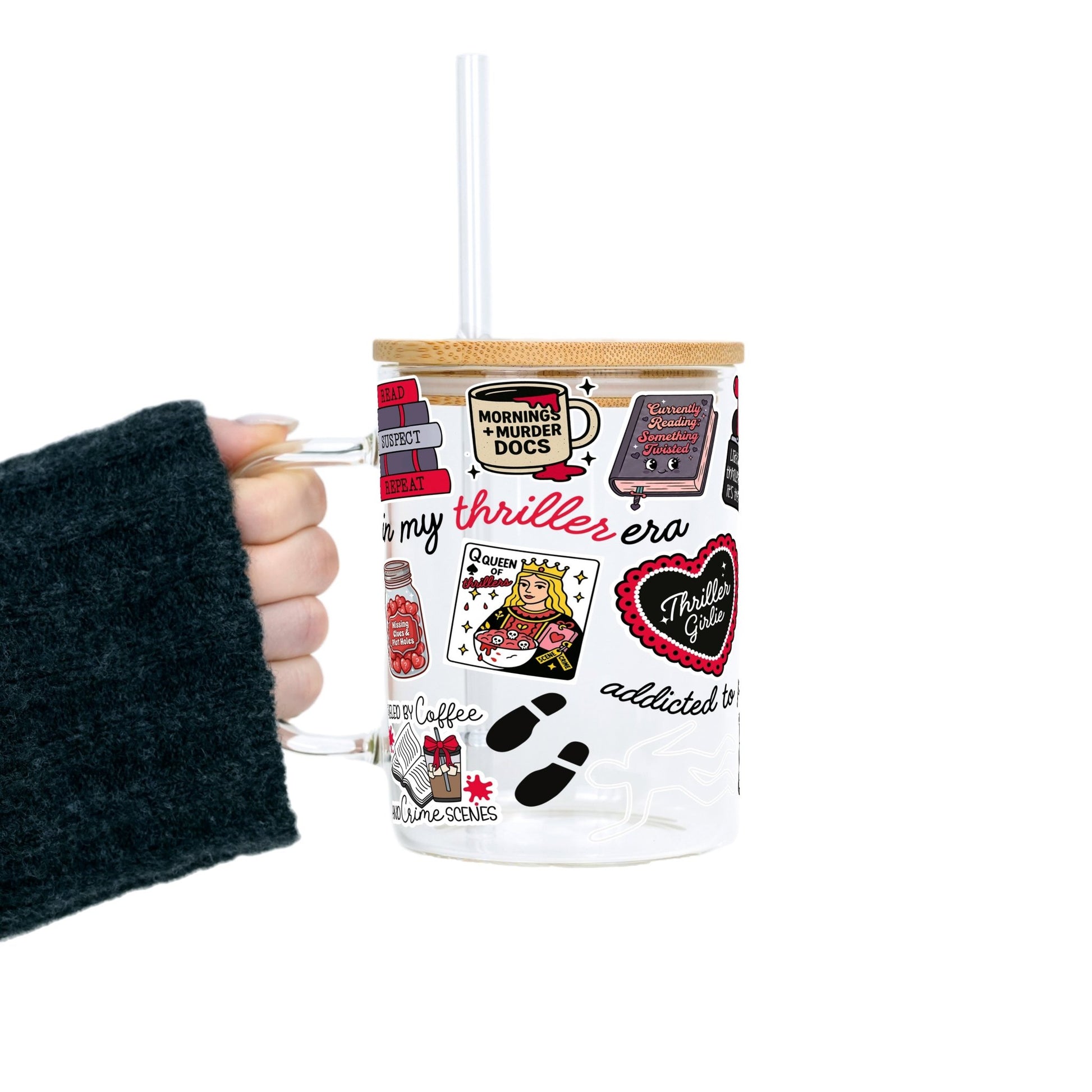 Thriller True Crime Glass Cup, Mug & Tumbler with Lid and Straw - Starry Skies Austin