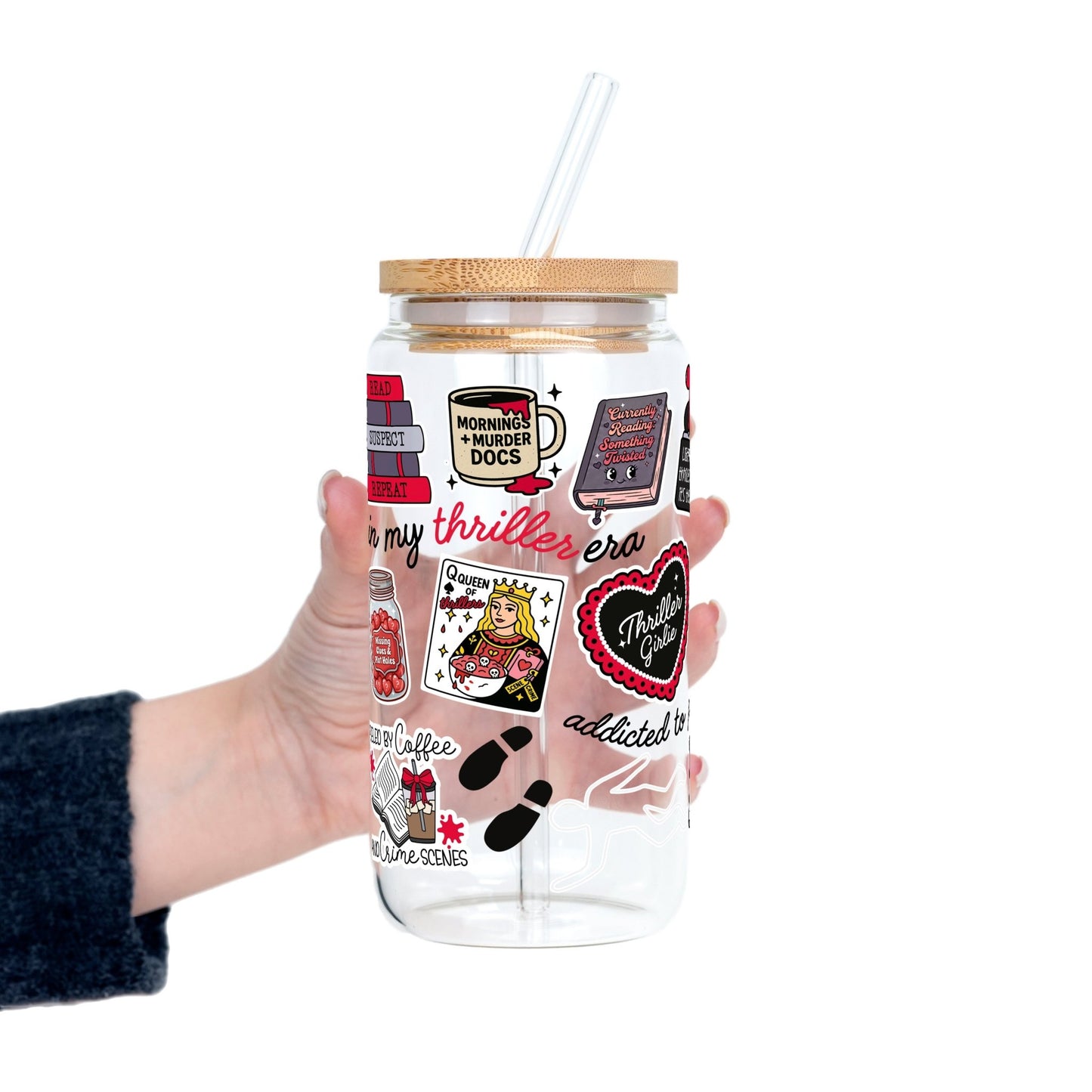 Thriller True Crime Glass Cup, Mug & Tumbler with Lid and Straw - Starry Skies Austin