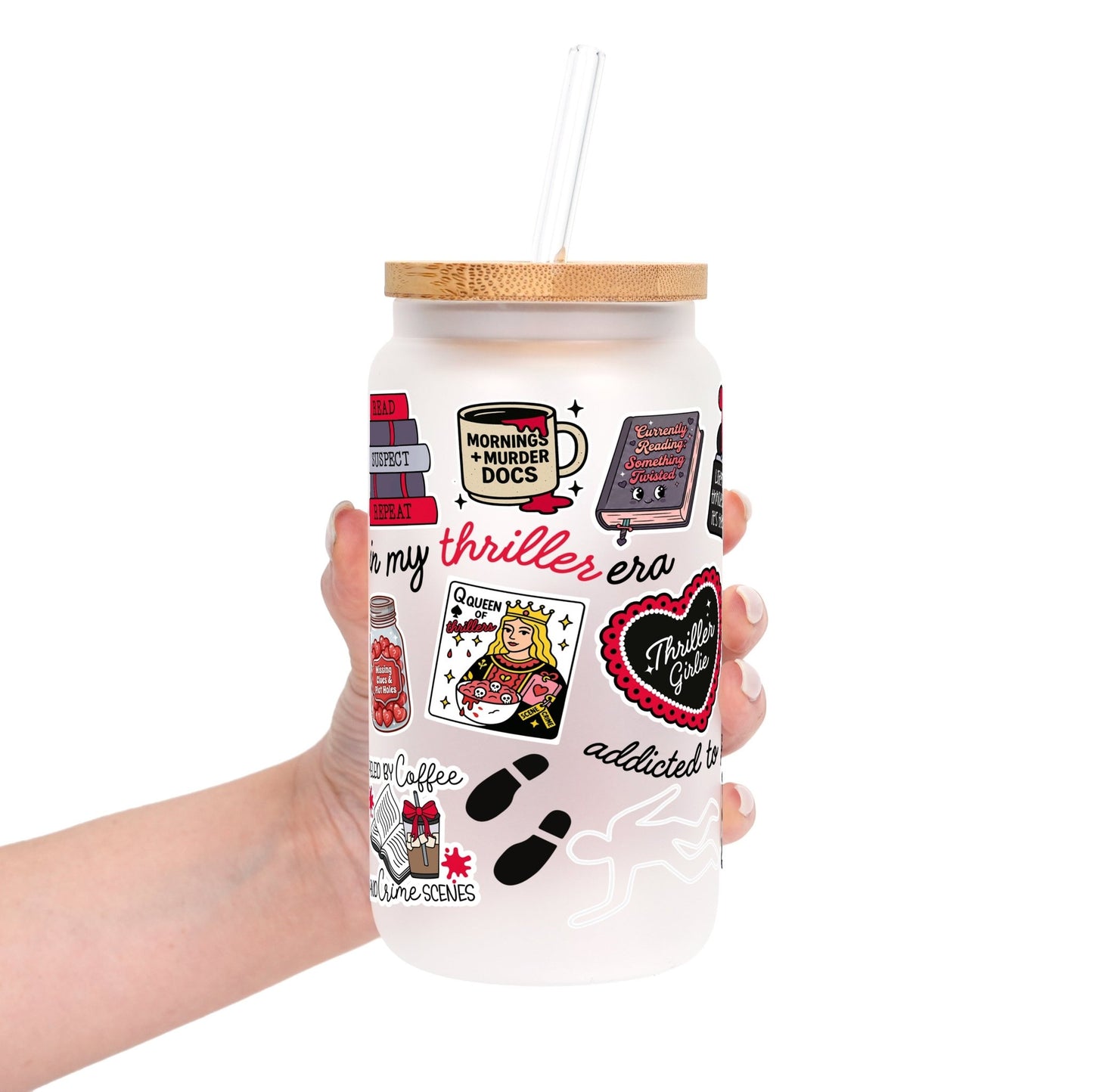 Thriller True Crime Glass Cup, Mug & Tumbler with Lid and Straw - Starry Skies Austin