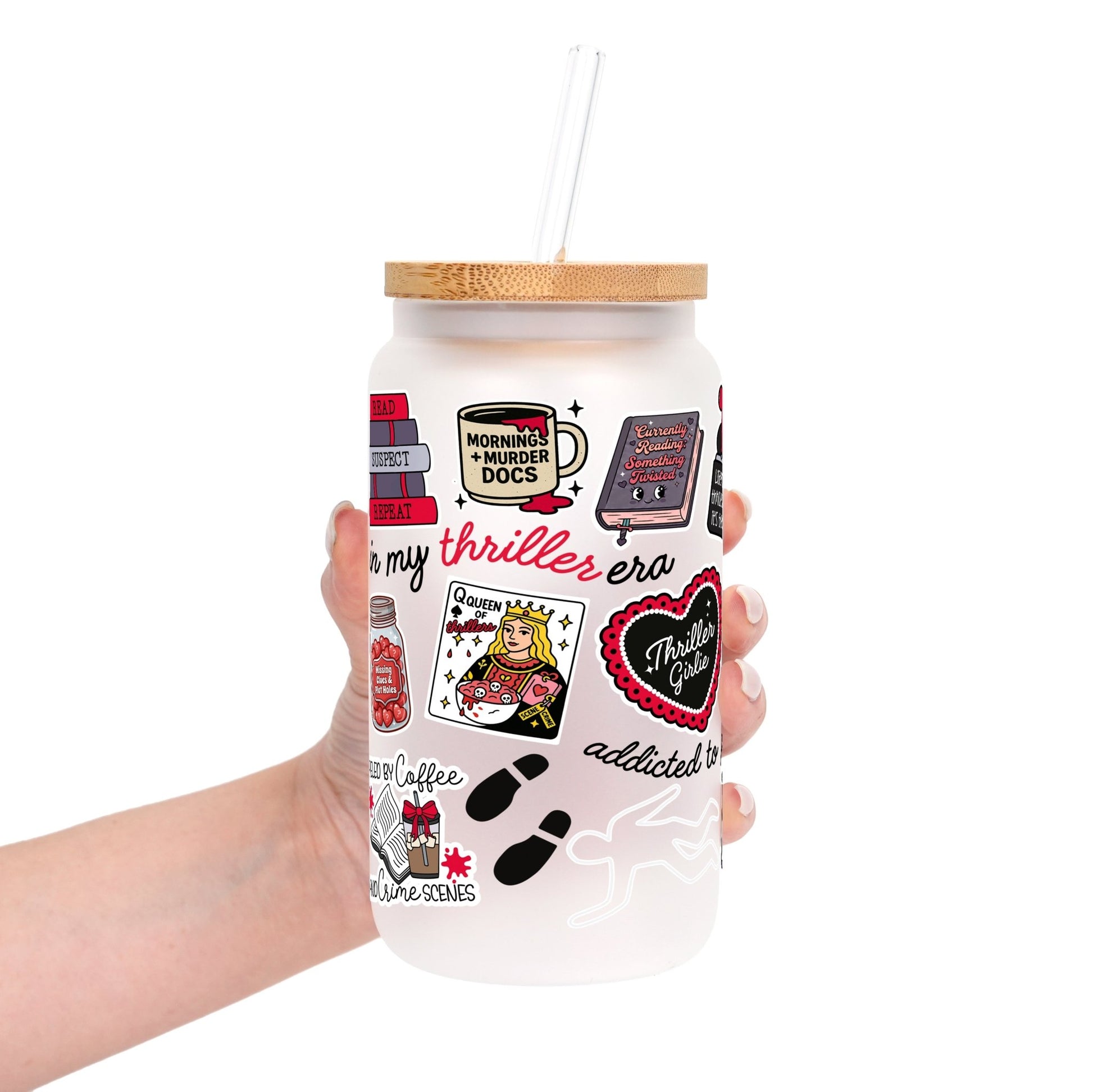 Thriller True Crime Glass Cup, Mug & Tumbler with Lid and Straw - Starry Skies Austin