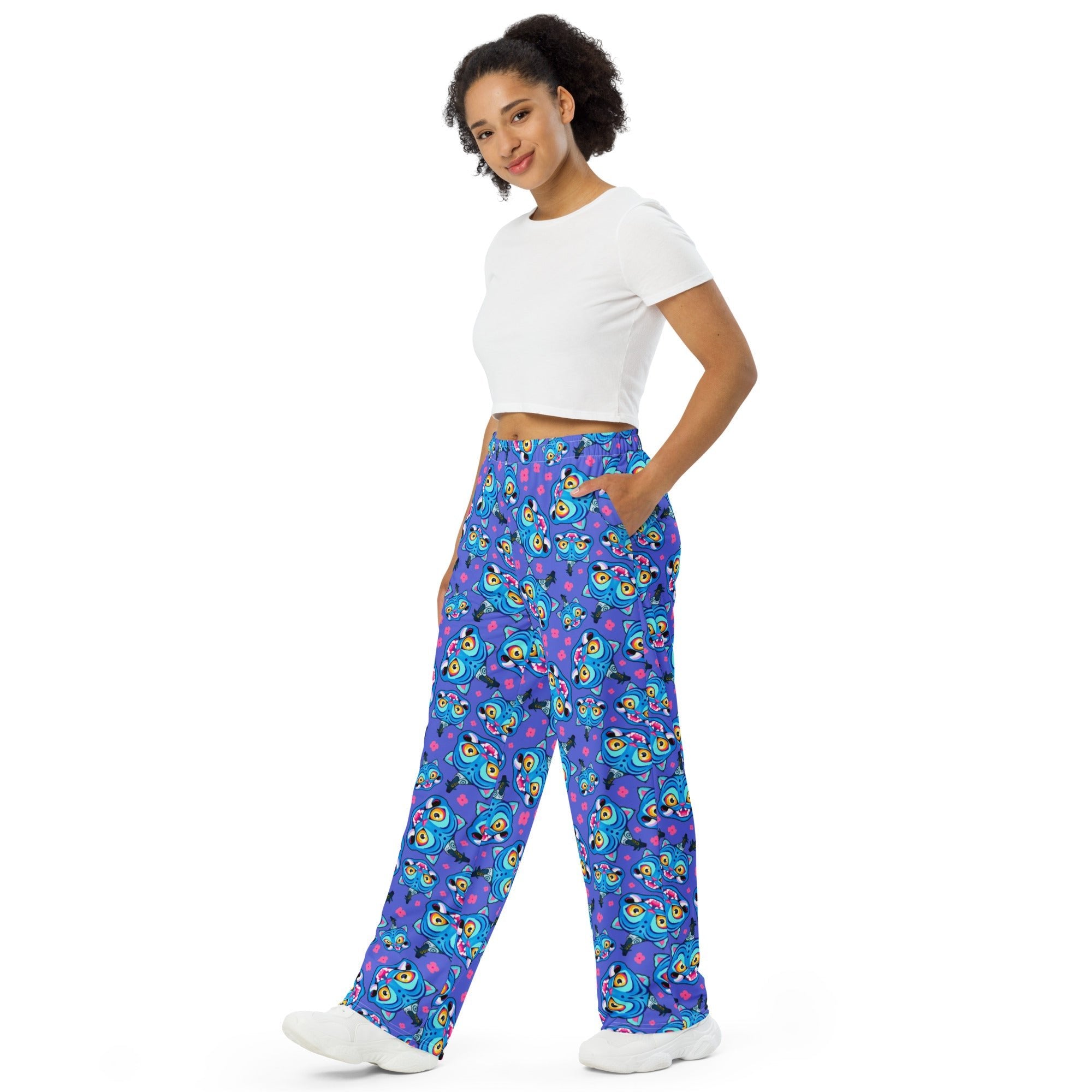 Tiger Kpop Demon Hunters unisex wide - leg pants - Starry Skies Austin