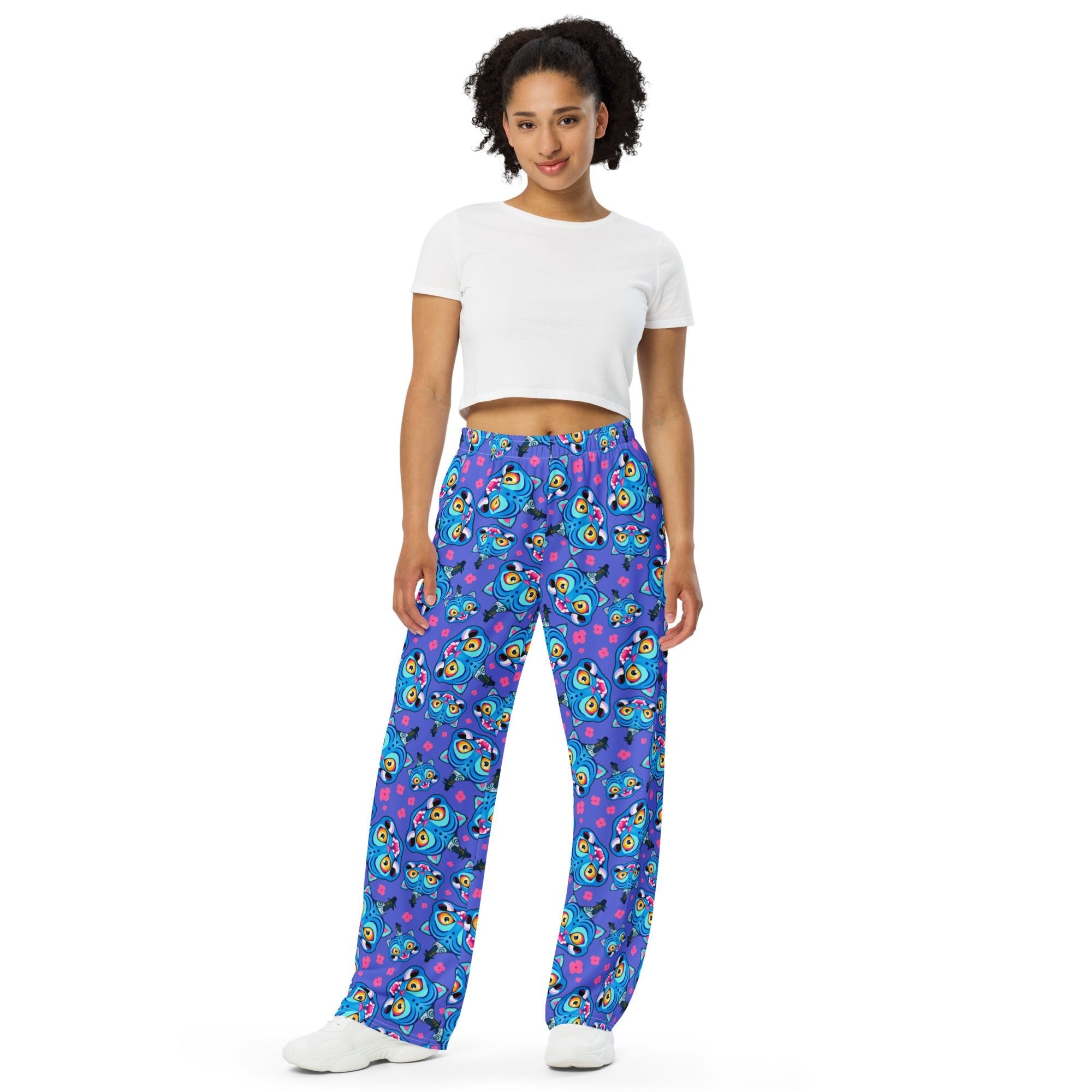 Tiger Kpop Demon Hunters unisex wide - leg pants - Starry Skies Austin